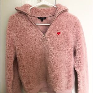 Furry zip up top from top shop